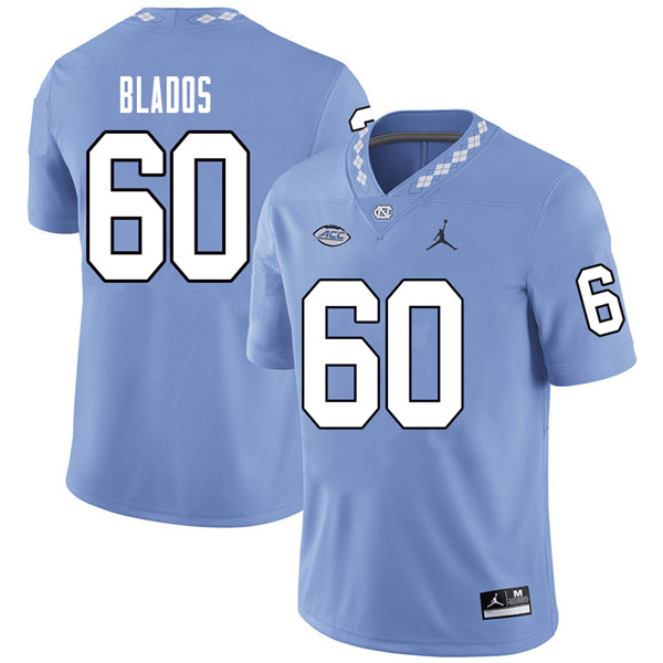 Jordan Brand Men #60 Brian Blados North Carolina Tar Heels College Football Jerseys Sale-Carolina Bl